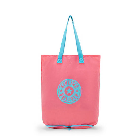 Hip Hurray Packable Tote Bag, Sweet Pink Blue, large