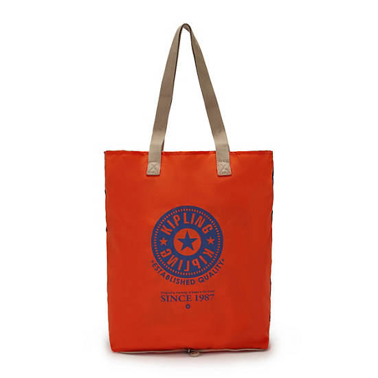 Hip Hurray Packable Tote Bag, Rapid Red Block, large Hip Hurray Packable Tote Bag, Rapid Red Block, large