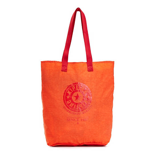 Hip Hurray Packable Tote Bag, Imperial Orange, large