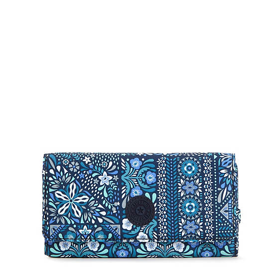 New Teddi Printed Snap Wallet, Eager Blue, large