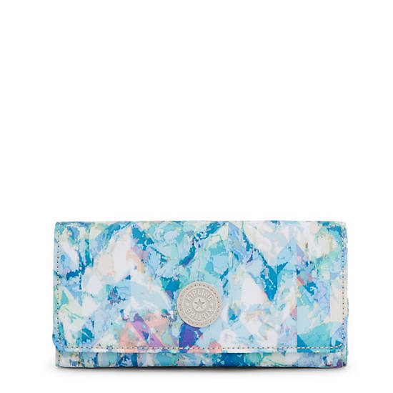 New Teddi Printed Snap Wallet, Blue Bleu 2, large