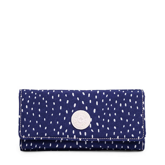 New Teddi Printed Snap Wallet, Tie Dye Blue Lacquer, large