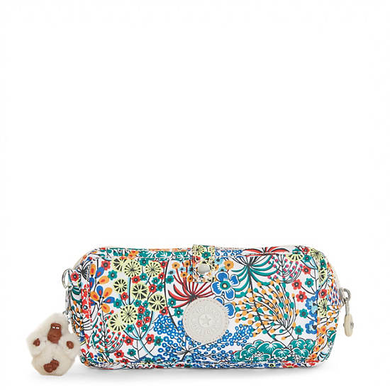 Wolfe Printed Pencil Pouch, Little Flower Blue, large