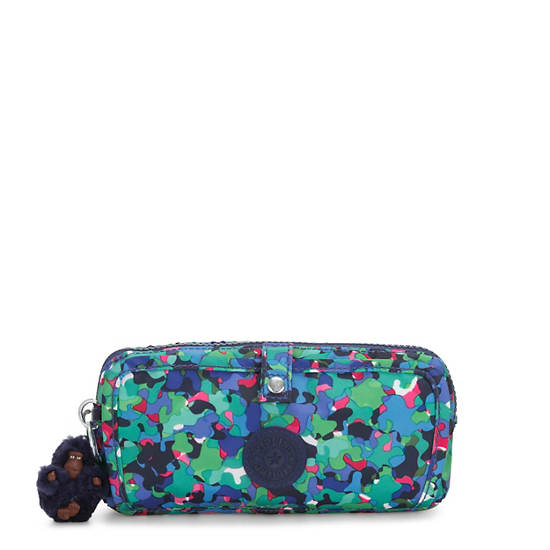 Wolfe Printed Pencil Pouch, Desert Green Metallic, large