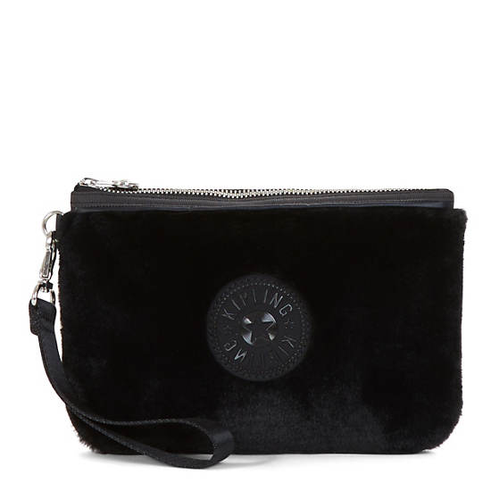 Kira Faux Fur Wristlet, Black, large Kira Faux Fur Wristlet, Black, large