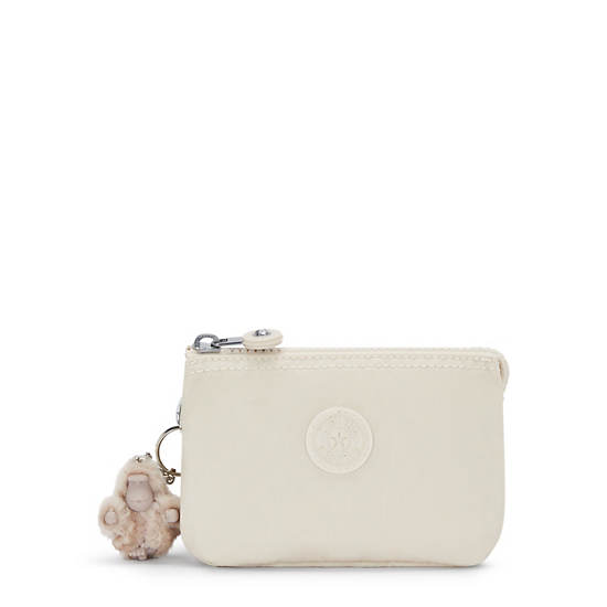 Creativity Small Metallic Pouch, Beige Pearl, large