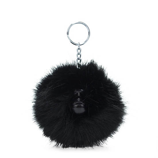 Pompom Monkey Keychain, True Black, large