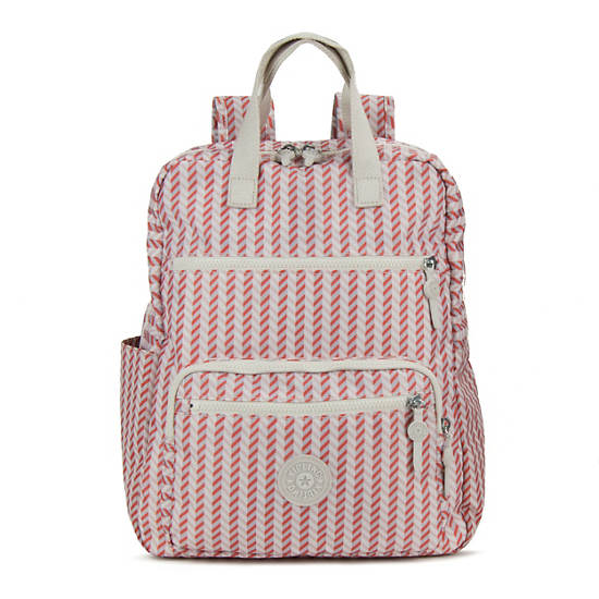Sharpay Medium Printed Laptop Backpack, Strawberry Pink Tonal Zipper, large