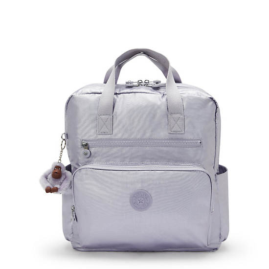 Audrie Metallic Diaper Backpack, Frosted Lilac Metallic, large