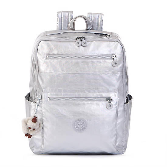 Caity Medium Backpack, Platinum Metallic, large