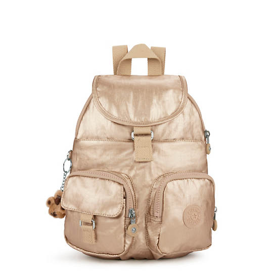 Lovebug Small Metallic Backpack, Toasty Gold, large