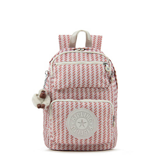 Dawson Small Printed Backpack, Strawberry Pink Tonal Zipper, large
