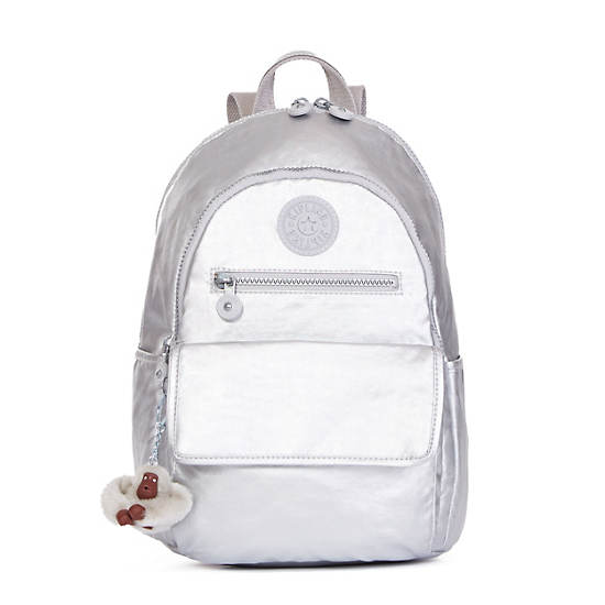 Tyler Small Metallic Backpack, Platinum Metallic, large