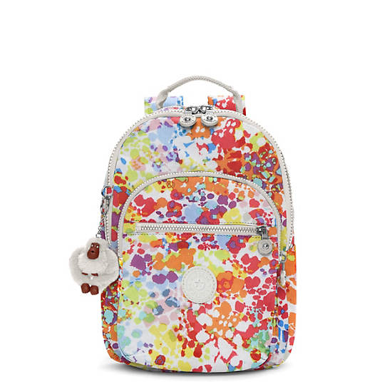Seoul Small Printed Backpack, Peachy Coral, large