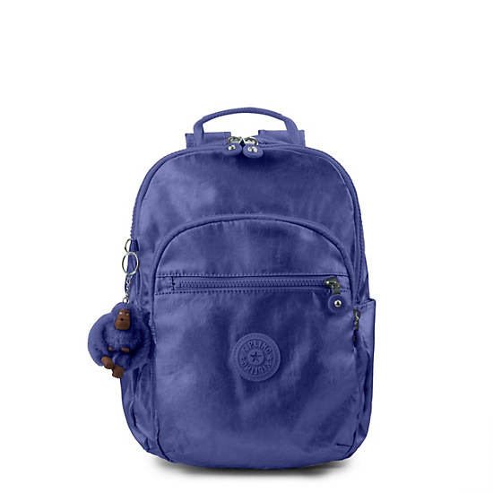 Seoul Small Metallic Backpack, Enchanted Purple Metallic, large