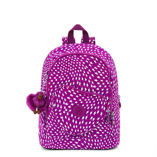 Heart Printed Kids Backpack, Fresh Pink Metallic, large