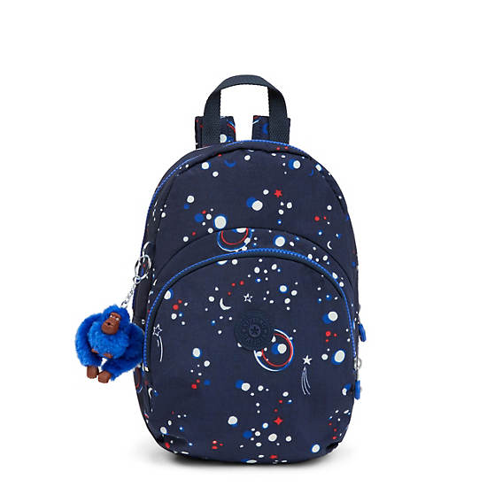 Jacque Printed Kids Backpack, Moon Blue Metallic, large