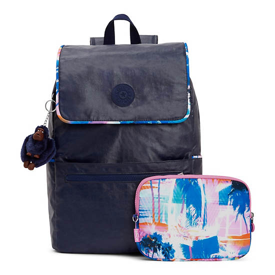 Aliz Metallic Laptop Backpack and Removable Tablet Case, Cosmic Navy, large
