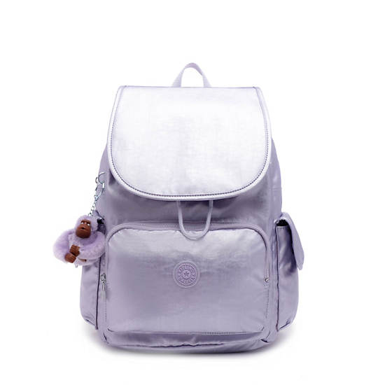 City Pack Metallic Backpack, Frosted Lilac Metallic, large