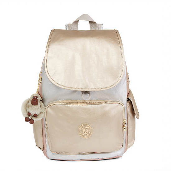 City Pack Metallic Backpack, Buttery Sun, large