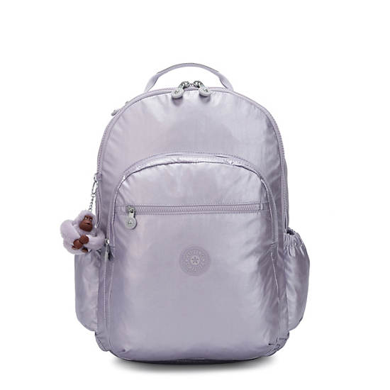 Seoul Go Extra Large Metallic 17" Laptop Backpack, Frosted Lilac Metallic, large