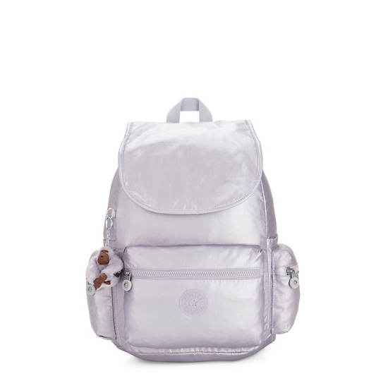 Ezra Metallic Backpack, Frosted Lilac Metallic, large