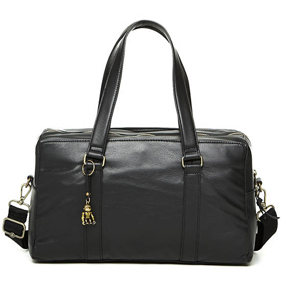 Yeri Leather Handbag, Black, large