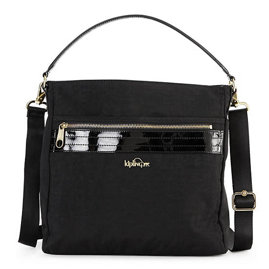 Sansa Handbag, Black Patent Combo, large