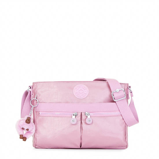 Angie Metallic Handbag, Metallic Pink Plum, large