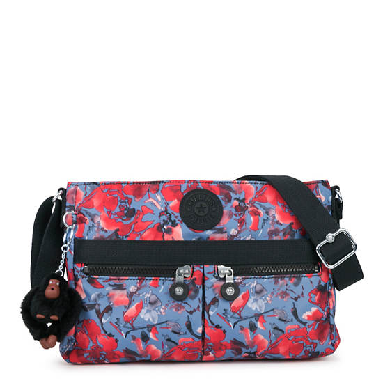 Angie Printed Handbag, Aqua Blossom, large