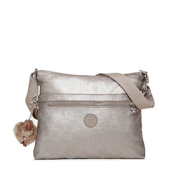 Wren Embossed Metallic Handbag, Black Grey CBM, large Wren Embossed Metallic Handbag, Black Grey CBM, large