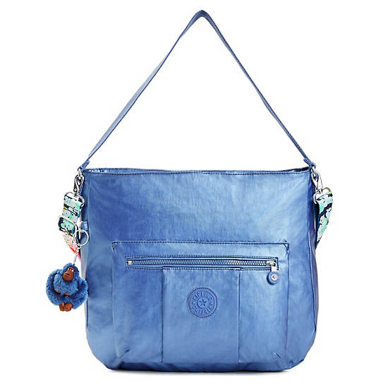 Carley Metallic Handbag, Blue Bleu 2, large