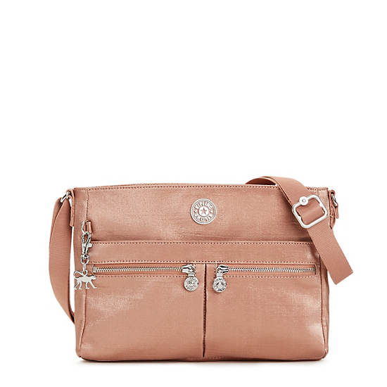 Angie Metallic Handbag, Power Pink Translucent, large