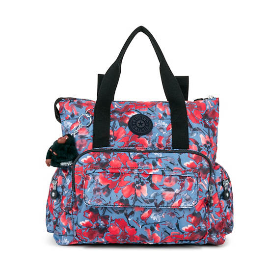 Alvy Printed Convertible Backpack Tote, Aqua Blossom, large