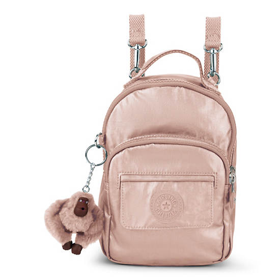 Alber 3-In-1 Convertible Mini Bag Backpack, Rose Gold Metallic, large