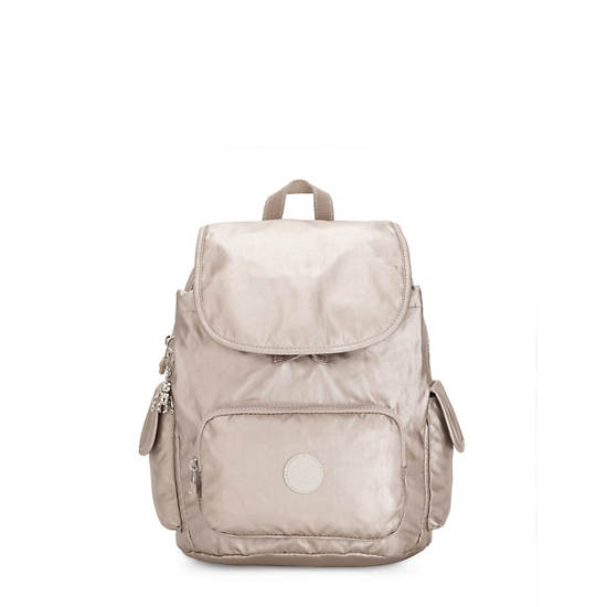 City Pack Small Metallic Backpack, Metallic Glow, large
