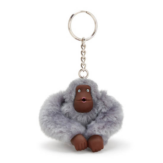 Sven Small Monkey Keychain, Dove Grey, large