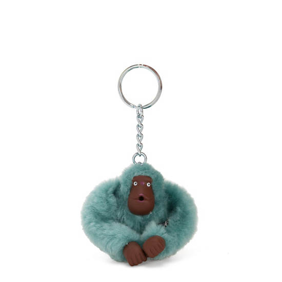 Sven Small Monkey Keychain, Peacock Teal Stripe, large