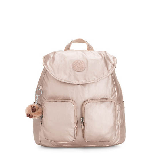 Fiona Medium Metallic Backpack, Quartz Metallic, large
