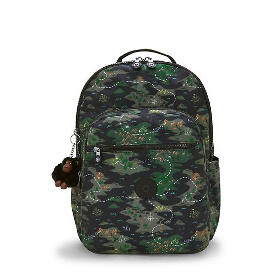 Seoul Extra Large Printed 17" Laptop Backpack, Faded Green, large