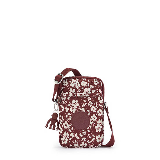 Tally Printed Crossbody Phone Bag, Carmine Flower, large