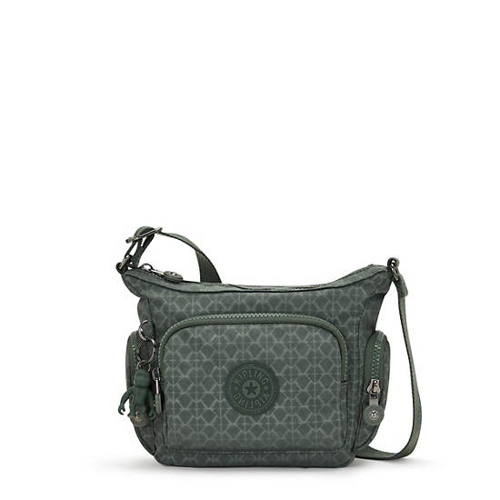 Gabbie Mini Printed Crossbody Bag, Signature Green Embossed, large