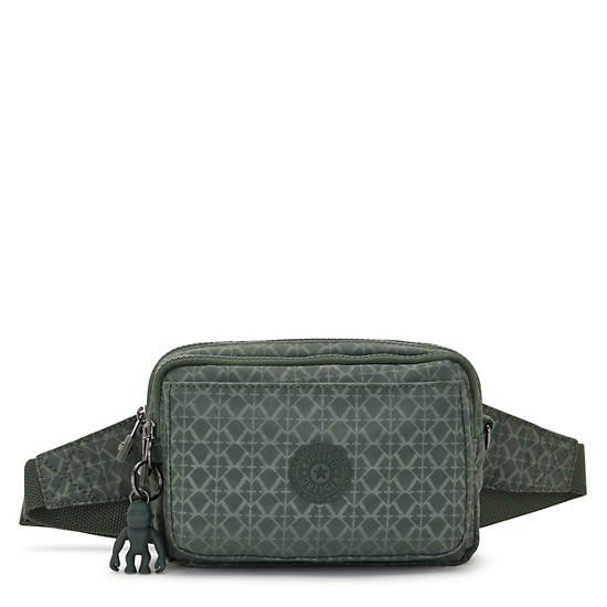 Abanu Multi Printed Convertible Crossbody Bag, Signature Green Embossed, large