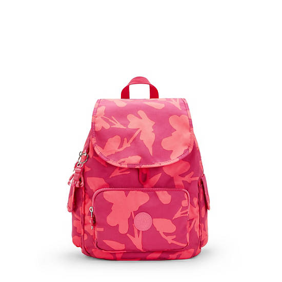 City Pack Small Printed Backpack, Coral Flower, large