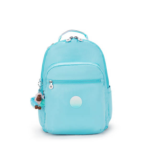 Seoul Large Metallic 15" Laptop Backpack, Sea Blue Metallic, large