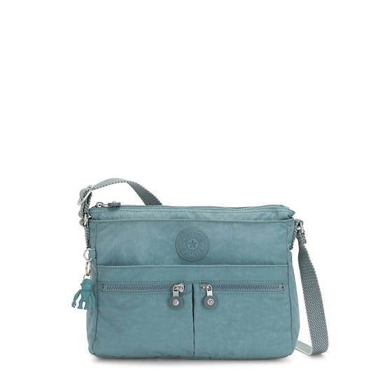 New Angie Crossbody Bag, Peacock Teal Stripe, large