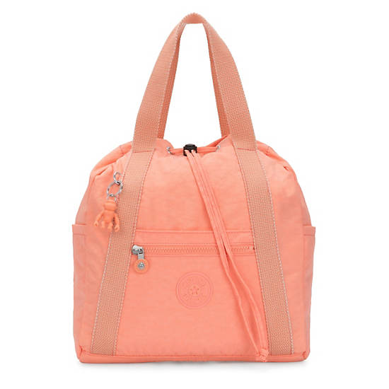Art Small Tote Backpack, Peachy Coral, large