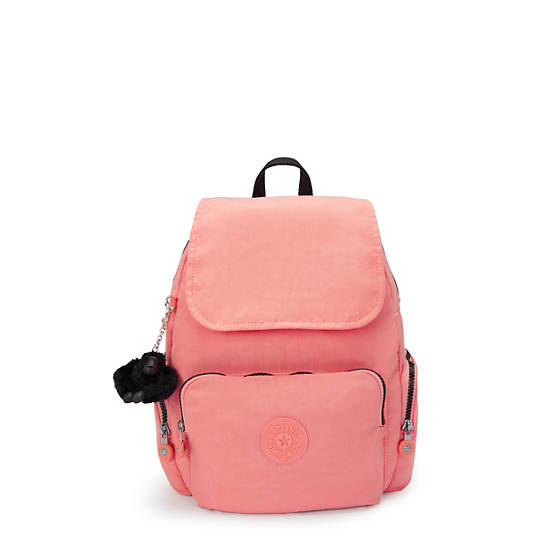 City Zip Small Backpack, Peach Peace, large