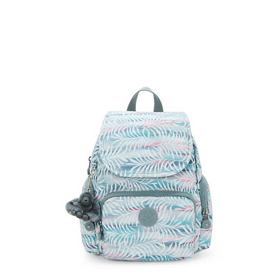 City Zip Mini Printed Backpack, Palm Tree Leaves, large