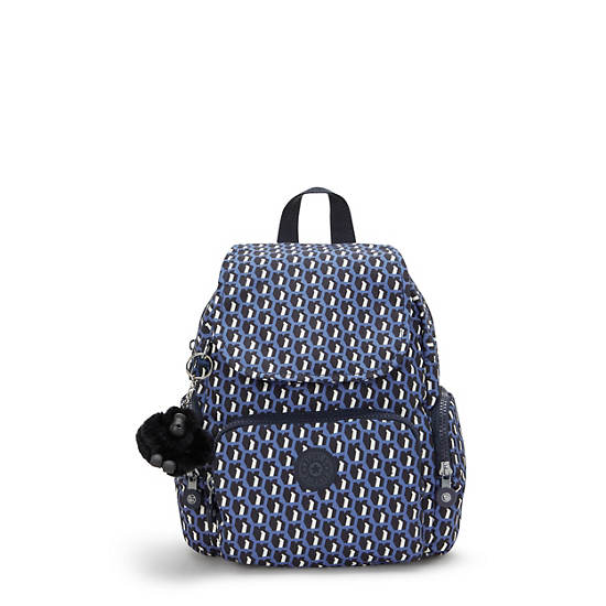 City Zip Mini Printed Backpack, 3D K Blue, large